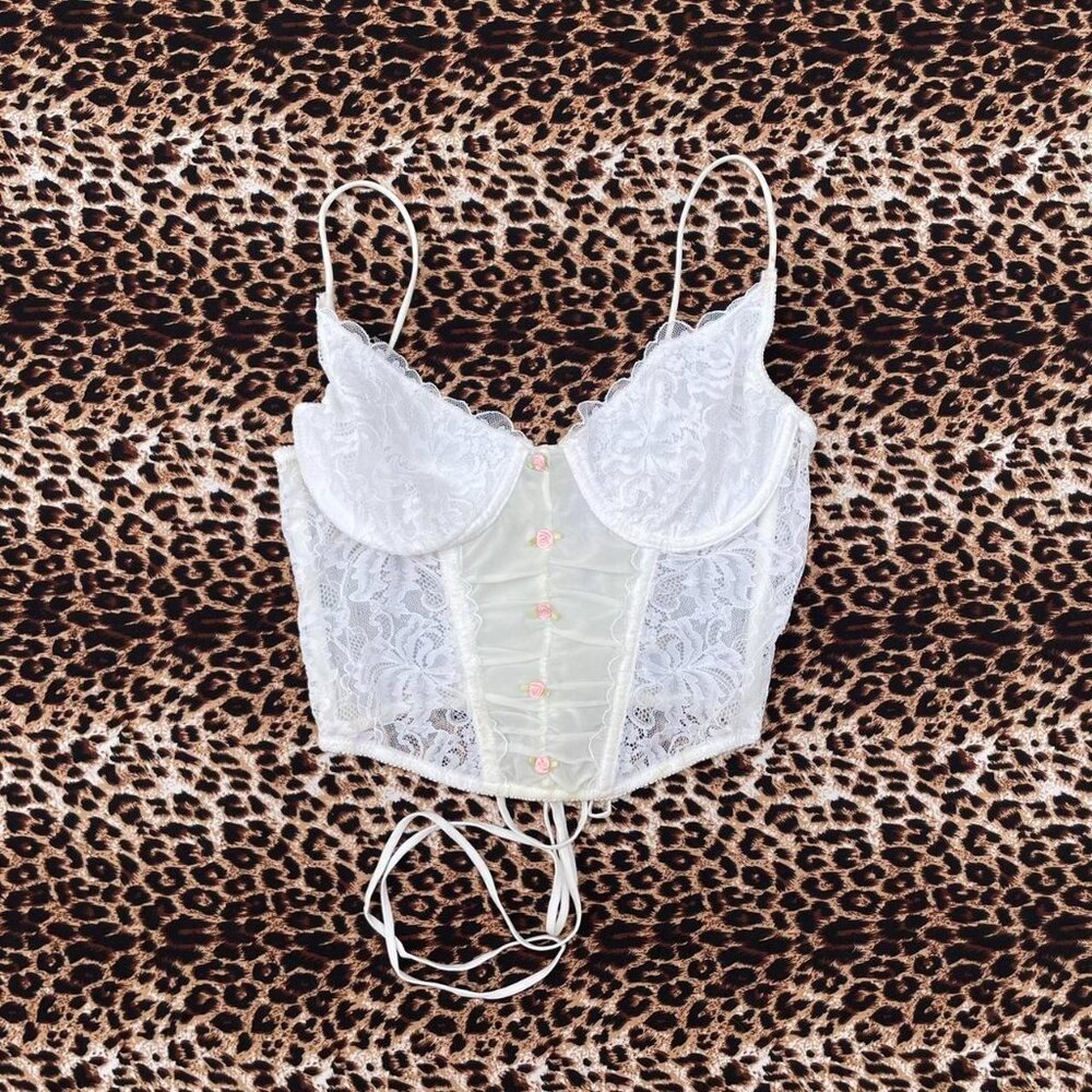 coquette lace corset with pink rosettes - Picture 8 of 8